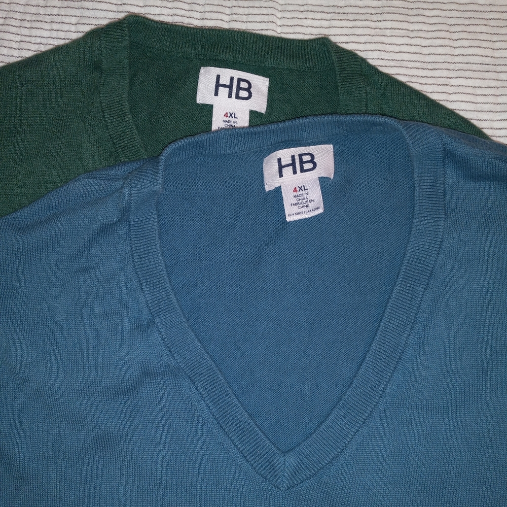 Men's V-Neck Sweaters- Blue and Green. HB Exclusively By DHL